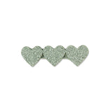 Triple Glitter Heart Hair Clip – Silver