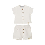 White Top & Short Muslin Set