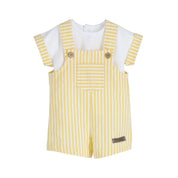 Yellow Striped Shirt & Dungaree Set