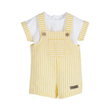 Yellow Striped Shirt & Dungaree Set
