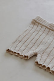 Ribbed Knit Shorts in Sand